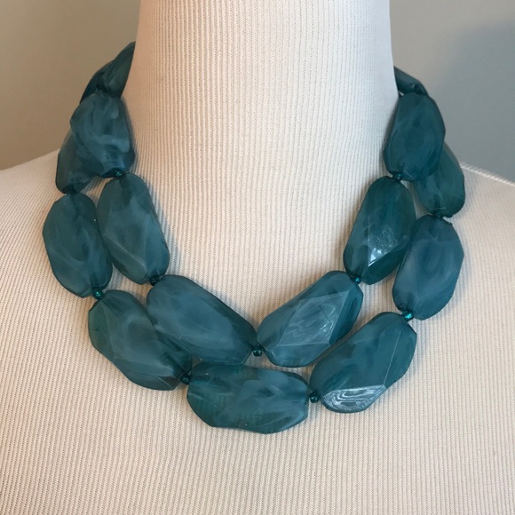 Teal and Bronze Victorian Rose Statement Necklace